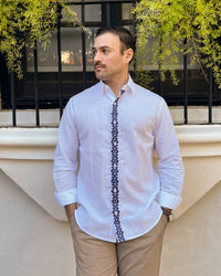 Camisa Asunceno Blanco c/ Azul Mari
