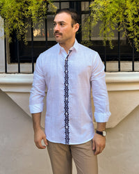 Camisa Asunceno Blanco c/ Azul Mari