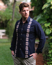 Camisa Mburukuja Lino Azul Marino