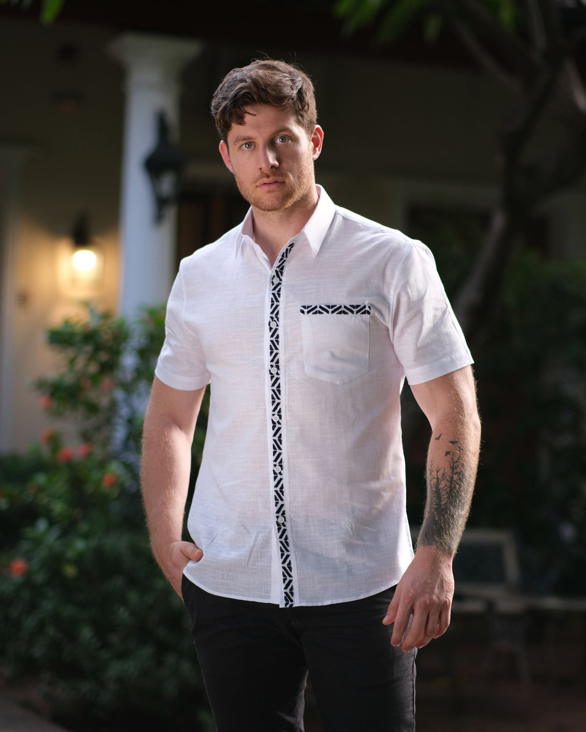 Camisa Bolsi Blanco c/ Negro