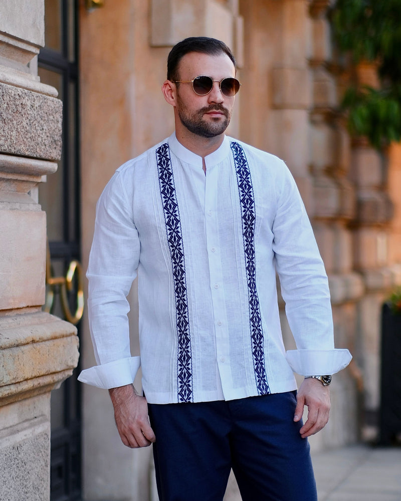 Guayabera Lino Merida c/ Azul Marino