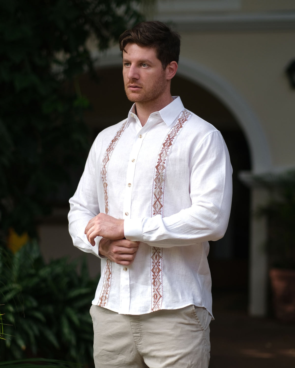 Camisa Samu'u Lino Blanco c/ Arena
