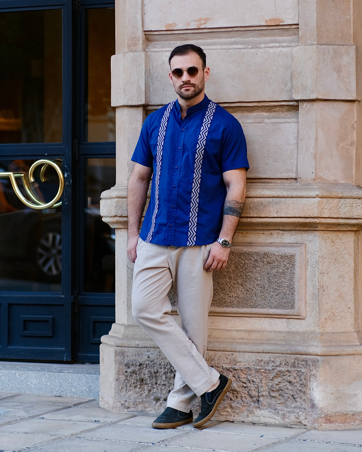 Samu'u azul marinho com cinza